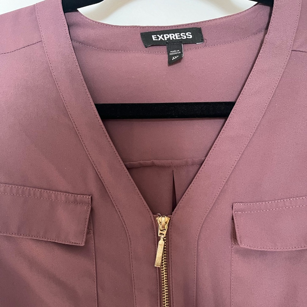Express Office Quarter Zipper Shirt  Size XXS  Mauve